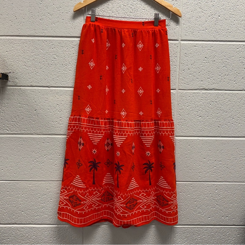 Sofia Jeans by Sofia Vergara Embroidered Maxi Skirt XS Boho Red